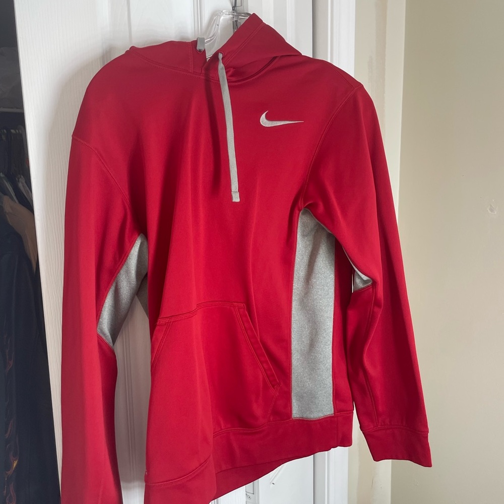 Red and grey nike hoodie